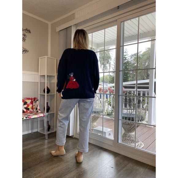 Vtg Birch Bros Holiday Christmas Sweater Cardigan Women's Multi-Color Graphic M - Picture 3 of 12